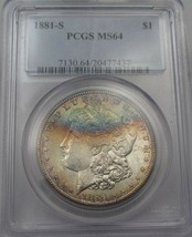 1881-S Silver Morgan Dollar Mint Bag Toning PCGS MS64 SAM80 - £608.49 GBP