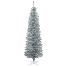 HOMCOM 6ft Silver Slim Pencil Artificial Christmas Tree 390 Tips - $77.99
