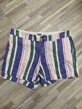 Old Navy Shorts Women&#39;s Size 8 Multicolor Striped Linen Shorts Beach 4 In Inseam - £7.43 GBP