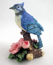 Westland Giftware Blue Jay Bird Flowers 4&quot; Resin Figurine 5454 Vintage 1999 - $15.67