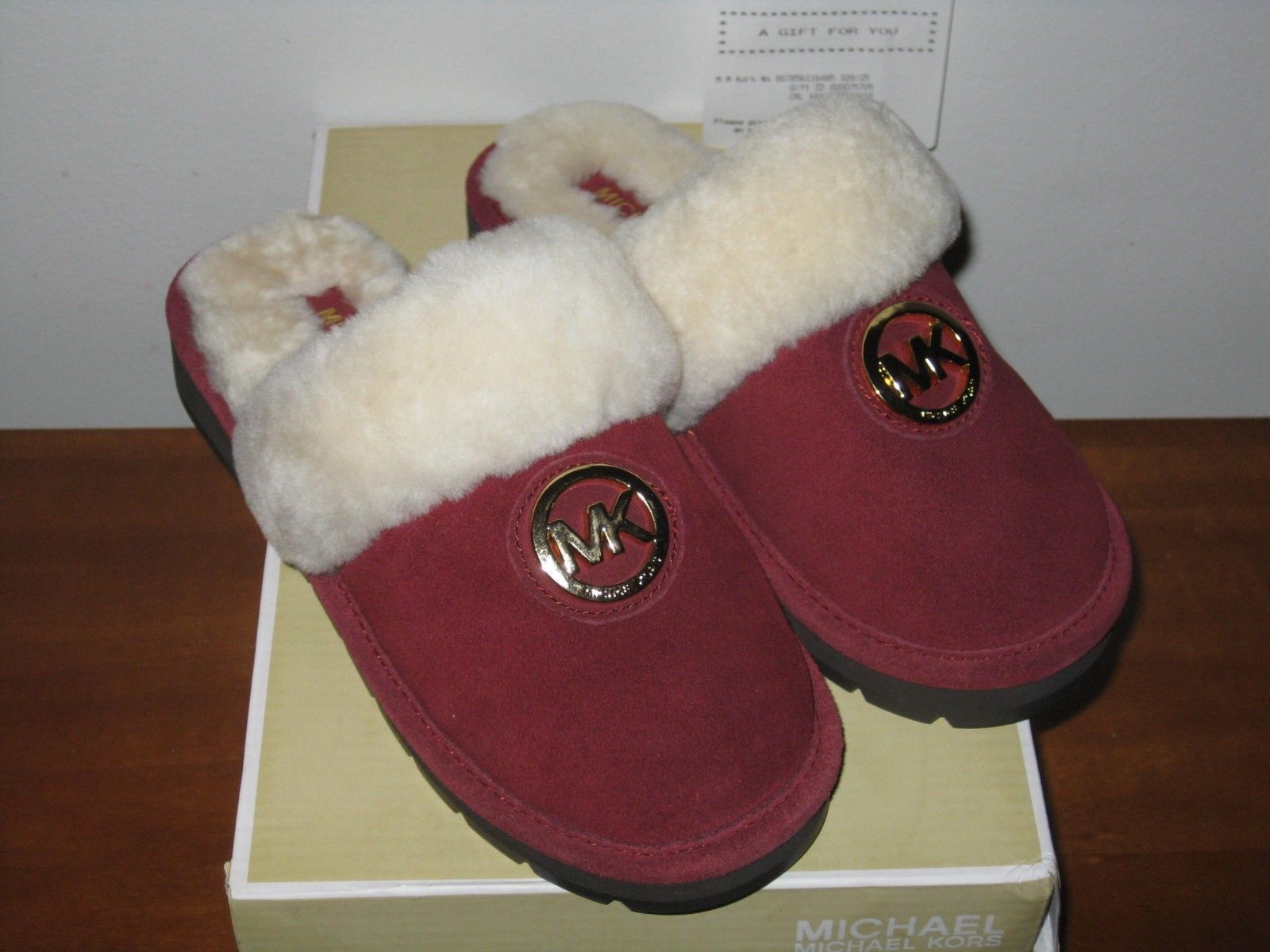 NEW Michael Kors  GENUINE Suede Slippers Clogs w/ SHEEP SKIN Fur & Lined SIZE 11 - $115.00