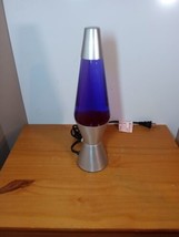 Lava Lamp 14 Inch Tall Classic Silver BASE-PINK LAVA-PURPLE Liquid 25W - £39.08 GBP