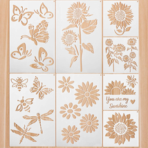 8 Pieces Sunflower Butterflies Painting Stencils for Painting on Wood Flower But - £9.85 GBP