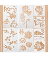 8 Pieces Sunflower Butterflies Painting Stencils for Painting on Wood Fl... - £9.77 GBP