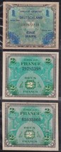 WWII 1944 issue French (2) and Germany (1) Military chits in crisp High ... - $15.00