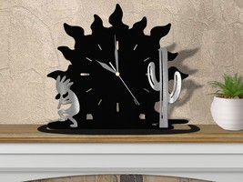 15.5in W Southwest Theme Sunset Shelf or Mantel Clock - Kokopelli and Ca... - £84.20 GBP