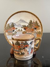Antique Japanese Satsuma Meiji Period Geishas Scene Demitasse Cup and Saucer - £232.23 GBP