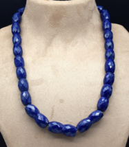 Certified Natural Blue Lapis Lazuli Beads Long 715 Ct Gemstone Silver Ne... - $926.25