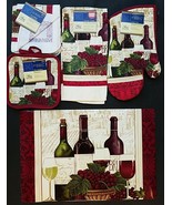 Kitchen Linen &amp; Placemats Triple Wine &amp; Grapes Theme, Select: Item(s) - £5.10 GBP+