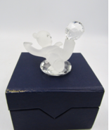 Frosted Glass Teddy Bear w/ Crystal Ball Small Miniature Home Decoration... - £15.75 GBP