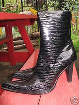 Black Patent zebra madonna punk ankle stiletto boot 10 UK7.5 39 - £89.40 GBP