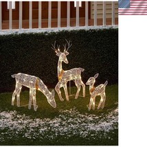 Illuminate Your Yard with 3D Prelit Reindeer Family - Perfect for Christmas - $1,260.84 MXN