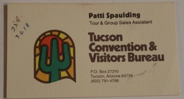 Tucson Convention &amp; Visitors Bureau Vintage Business Card Tucson Arizona... - £3.14 GBP