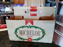 Vintage Michelob Beer Cardboard 6 Pack Carrier Chistmas Wreath Collectible - £34.81 GBP