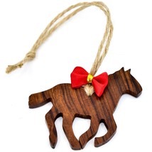 Hand Carved Ironwood Wood Folk Art Horse Silhouette Country Western Ornament - £9.48 GBP