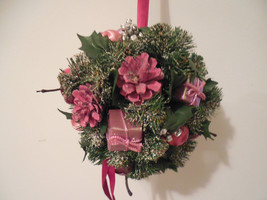 vintage evergreen wreath ball ~ Christmas Door Wreath ~ Christmas Decora... - $50.00