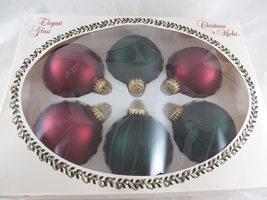 Classic Krebs Glass Christmas Ornaments setr of 6 3 Green and 3 red Larg... - $21.77