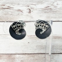 Vintage Clip On Earrings Black &amp; Silver Tone Unusual Curled - £9.42 GBP