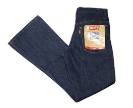 Vintage Levis Bell Bottom Jeans Womens 28x30 Orange Tab Dark Denim New Tags 1976 - £116.84 GBP
