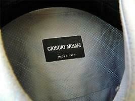 Giorgio Armani Dress Shirt Metal Collar Snap Hidden Buttons Blue Diamond 41 16 - $57.77