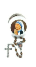 Mother Teresa olive wood rosary with prayer card Madre Teresa Rosario Jerusalem - £11.07 GBP