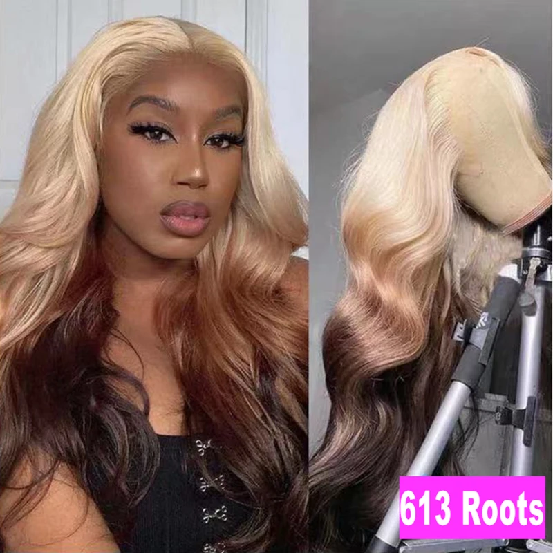AIMEYA Ombre Color Lace Front Wig for Women Silky Long Body Wave Synthetic La - £54.90 GBP