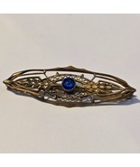 Vintage Gold Tone Blue Stone Brooch - $1,368.31 MXN