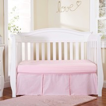Light Pink Pleated Crib Skirt; 100% Natural Cotton Nursery Crib Bedding ... - £22.02 GBP
