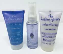 The Healing Garden Relax Therapy Lavender Mini Travel Set Body Wash Lotion Mist - £19.58 GBP