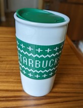 2016 Starbucks Green Sweater Pixelated Ceramic Coffee Travel Mug Tumbler 10 oz - £12.29 GBP