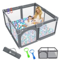 Baby Playpen,59&quot;x 59&quot;Playpen for Babies, Large Baby Play Yards Indoor Sturdy Saf - £60.73 GBP