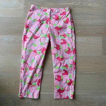Lilly Pulitzer Green Pink Peaches Capri Pants Vintage White Label sz 10 - $38.69