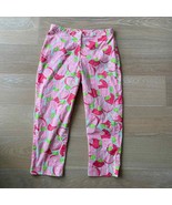 Lilly Pulitzer Green Pink Peaches Capri Pants Vintage White Label sz 10 - £30.42 GBP