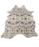 Floral Printed Cowhide Rug (some yellow details) Size: 7.2x6 feet Z-008 - $403.93 CAD