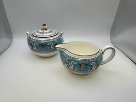 Wedgwood Bone China FLORENTINE TURQUOISE 146 Shape Creamer &amp; Sugar Set - $119.99