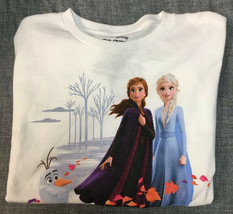 Disney Frozen 2( size M) Loose Fitting Jr&#39;s Cropped White Long Sleeve tee! - £11.14 GBP