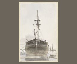 Old Sailing Ship Anchored in Port Home Decor Art Print  16 x 24 in - £22.34 GBP