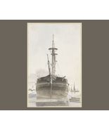 Old Sailing Ship Anchored in Port Home Decor Art Print  16 x 24 in - £22.31 GBP