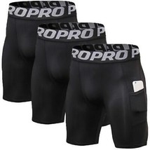 Mens Compression Running Shorts with Phone Pocket Athletic Gym Yoga Shorts Cool - $43.54