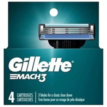 Gillette Mach3 Men&#39;s Razor Blade Refill 4 Cartridges ~ Free Shipping - £7.86 GBP