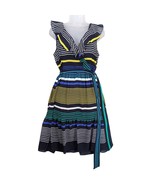 NWT DKNY Striped Chiffon V-Neck Wrap Party Dress, Sz 10 Ruffle Shoulder ... - $61.54 CAD