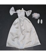 VTG Barbie Fashion Avenue Bridal White Wedding Dress Shoes Lace Sleeves Lot - £11.72 GBP