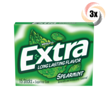 3x Packs Wrigley&#39;s Extra Spearmint Flavor Gum | 15 Sticks Per Pack | Sugar Free! - £8.78 GBP