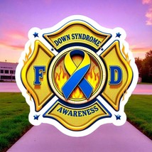 Firefighter Decal Down Syndrome Maltese Cross Flames V21 Window/Hardhat ... - $3.95+