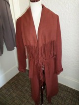 5/48 Saks 5th Ave Open Front Fringe Wool Duster Coat Size M - £19.49 GBP