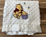 Disney Baby Winnie The Pooh Minky Baby Blanket Cream Satin Trim Nubby Bumpy - $36.09