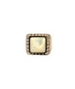Vintage Sterling Silver Signed 925 GV Square Mother of Pearl Dome Signet... - $1,029.62 MXN