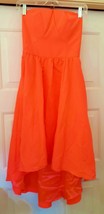 New Ted Baker London Strapless Dress Drop Hem Hi Low Pockets Orange Size 0 $325 - £63.88 GBP