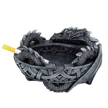 Celtic Guardian Dragon Ashtray Statue in Faux Stone Resin - $16.81