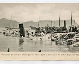 Canton Steamer San Cheong at Wharf Sunk By Typhoon 18 September 1906 RPPC - $39.60